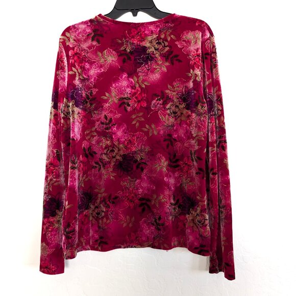 WHITE STAG Top Women's XL Multicolor Velvet Floral Artsy Pullover - Picture 5 of 13